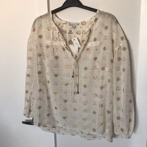 Joie Nadia Blouse cream gold size M